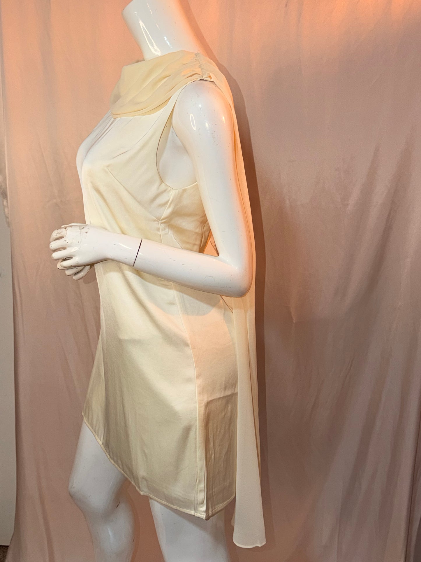 Cream Attached scarf dress