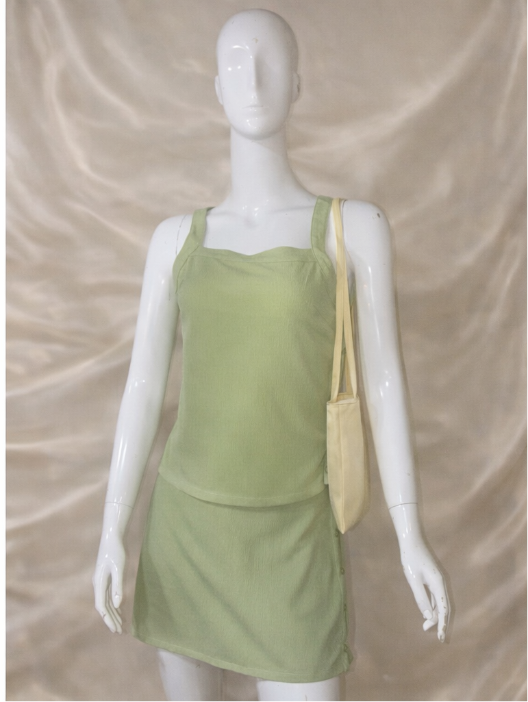 Square neck/ mid waist skort (Set)