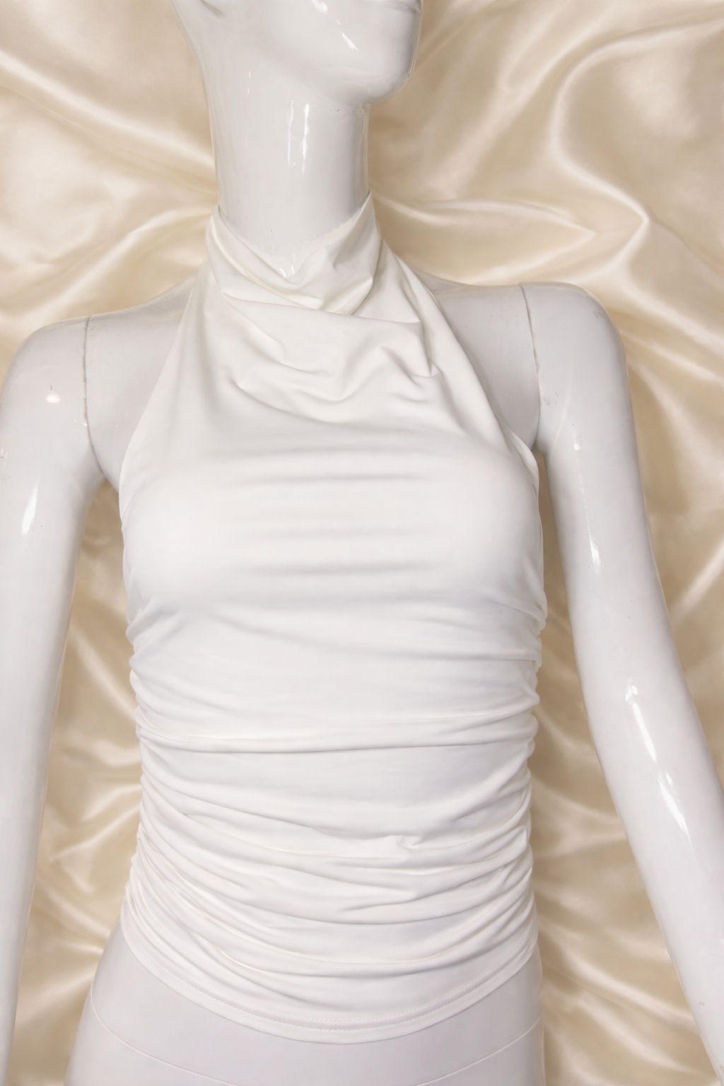 White button neck solid color crop top