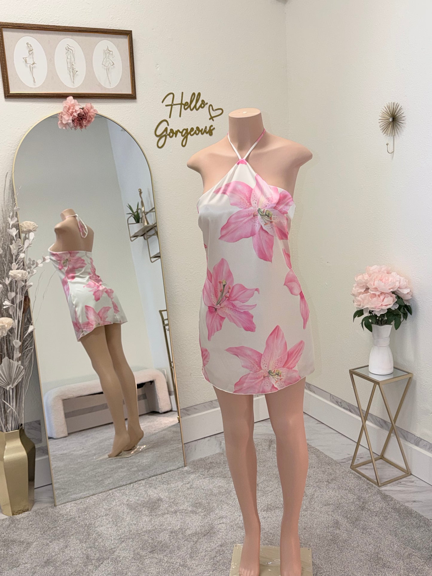 satin flower dress